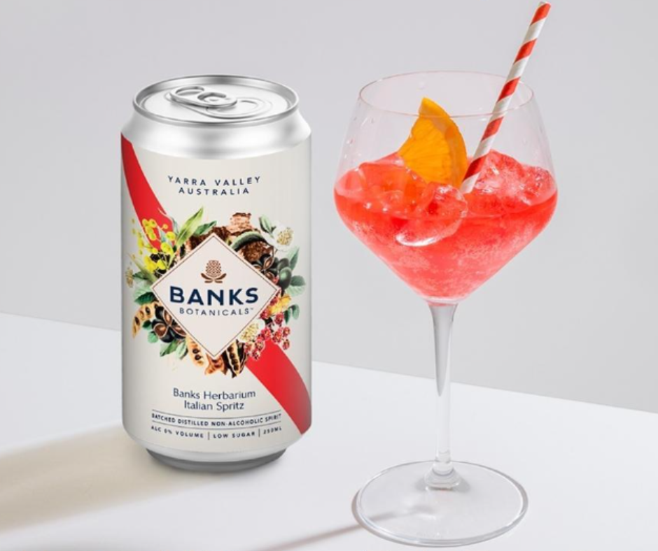 Banks Botanicals Italian Spritz alcohol-free. Banks Botanicals non-alcoholic Italian Spritz is zero-alcohol (0% ABV), sugar-free, vegan and gluten-free. Shop with confidence at High Vibes Drinks, non-alcoholic specialist in Warrandyte, Melbourne. Award winning premium non alcoholic drinks. Banks Botanicals offer sophisticated, non-alcoholic, sugar-free, vegan, gluten-free options to love what you drink. Perfect non-alcoholic drink when pregnant or baby shower. Perfect for non-alcoholic cocktails RTD