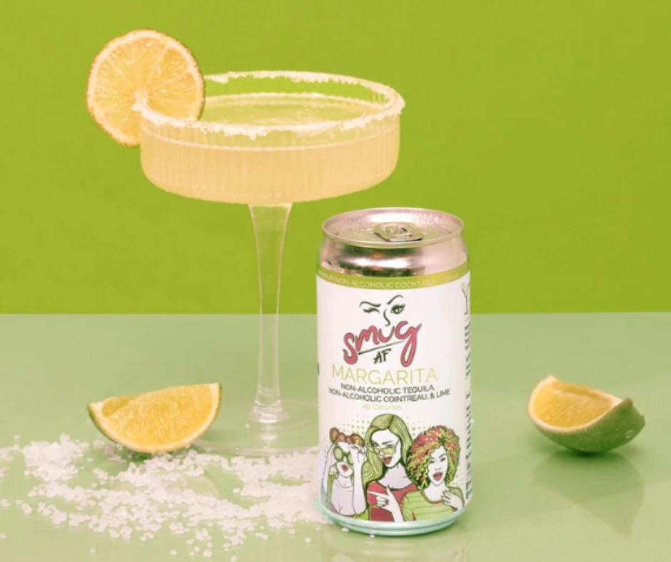 Smug AF alcohol-free cocktail Margarita .Non alcoholic Margarita cocktail. hint of lime citrus, a subtle non-alcoholic tequila flavour, balanced with smooth sweetness alternative with zero alcohol so you can drink less alcohol. Be sober curious and enjoy guilt-free celebrations with no hangovers. Best selling Non Alcoholic cocktail at High Vibes Drinks, the alcohol free specialist in Warrandyte, Melbourne. Low sugar alcohol free cocktail. Perfect non-alcoholic drink when pregnant.