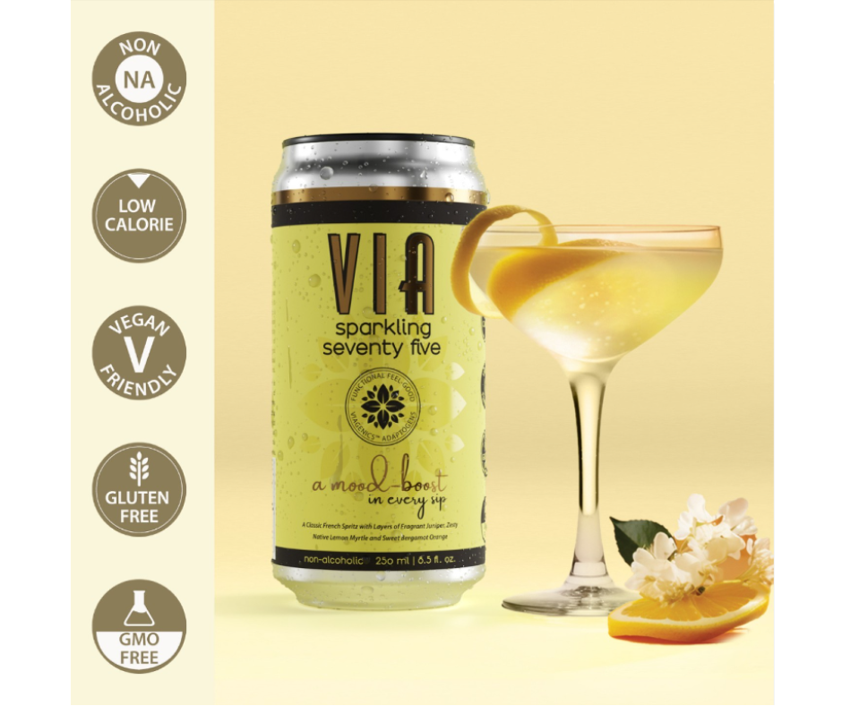 The VIA Drinks pioneering range of functional, non-alcoholic beverages is Australia's first functional feel-good formulation of adaptogens, designed with industry experts to not only create an uplifting yet calming sensation, but also provide stress relief and enhance your overall well-being long-term. VIA drinks are low calorie, GMO-free, gluten-free and vegan. VIA Adaptogens are potent plant extracts that give you a mood-boost by improving mental energy, alertness, stress relief, calm and focus.