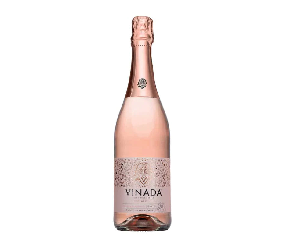 Vinada Tinteling Tempranillo Rose (0%) Non-Alcoholic. VINADA alcohol-free 0% sparking wines. A delightful vegan low calorie non-alcoholic sparkling wine. VINADA is an award winning non-alcoholic sparkling wine. Buy from High Vibes Drinks, the alcohol free specialist in Warrandyte, Melbourne. Zero-alcohol sparkling rose wine is expertly crafted from a unique blend of Tempranillo grapes.