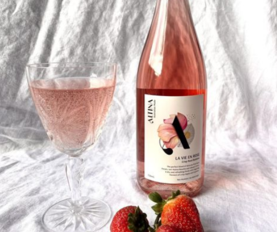 Altina Drinks La Vie En Rose Non-Alcoholic Rose Wine: A delightful and refreshing alternative with zero alcohol so you can drink less alcohol. Be sober curious and enjoy guilt-free celebrations with no hangovers. Best selling Non Alcoholic wine at High Vibes Drinks, the alcohol free specialist in Warrandyte, Melbourne. Low sugar alcohol free wine. Vegan non alcoholic wine. Gluten free non-alcoholic wine. Altina Wines
