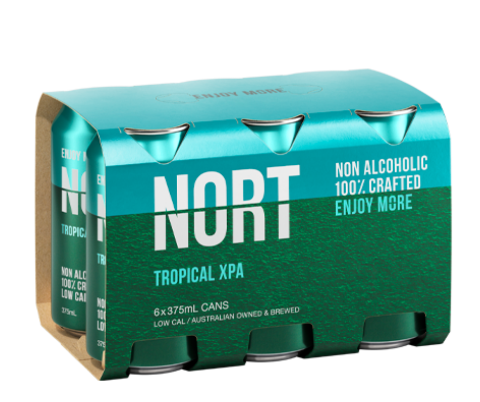 Nort Tropical XPA Beer. Nort Tropical XPA bursting with pineapple, mango and citrus aromas, a frosty haze. Nort Tropical XPA is an award-winning non-alcoholic brewery that naturally non-alcoholic beer. Refreshing non-alcoholic beer for athletes, marathon runners and healthy living. Buy from High Vibes Drinks, the alcohol-free specialist in Warrandyte, Melbourne. Shop with confidence with our award-winning non-alcoholic beers and premium alcohol-free beers. 99% sugar free, low-calorie