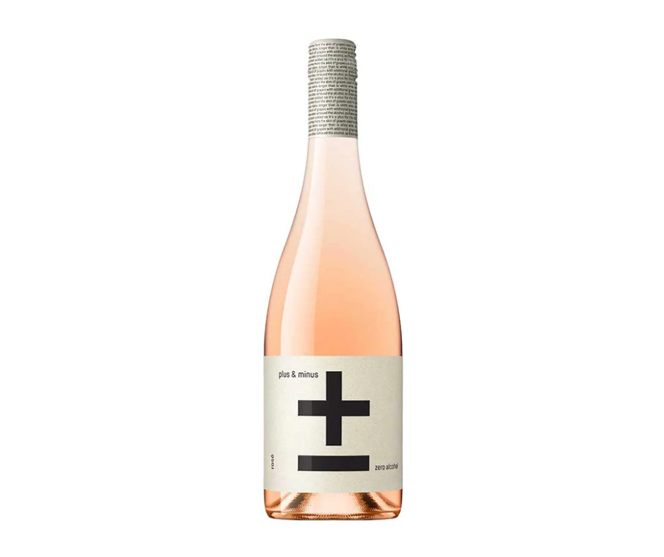 Plus & Minus Rose Non-Alcoholic Wine. Non-Alcoholic Rose Wine.  Amazing alcohol free alternative to help you drink less alcohol and enjoy life more. Party guilt-free with no hangovers enjoying non-alcoholic wine that tastes authentic. Best selling Non Alcoholic wine at High Vibes Drinks, the non alcoholic wine specialist in Melbourne.