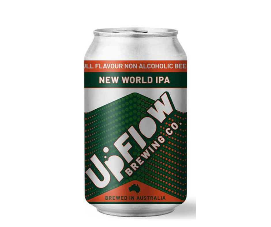 Upflow's leading range non-alcoholic sports beers with carefully selected minerals, in combination with carbohydrates and water, provide low energy hydration, replacing lost electrolytes and nutrients to support recovery. Upflow New World IPA Non-Alcoholic Beer is award winning full bodied alcohol-free beer with a great mouthfeel. Five-star customer service High Vibes Drinks Melbourne. Zero-alcohol IPA beer. 