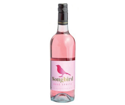 Songbird Rose' alcohol free Spritz, Non-Alcoholic Rose Wine. Made in melbourne. A delightful and refreshing alternative with zero alcohol so you can drink less alcohol. Be sober curious and enjoy guilt-free celebrations with no hangovers. Best selling Non Alcoholic wine at High Vibes Drinks, the alcohol free specialist in Warrandyte, Melbourne.  